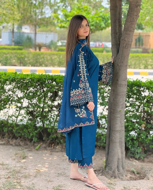 # 3 pc MASHAL - Embroidered Co Ords with dupatta