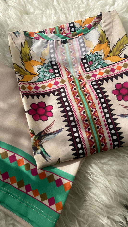 2 pc - GUL BAHAAR long length digital print Co Ords