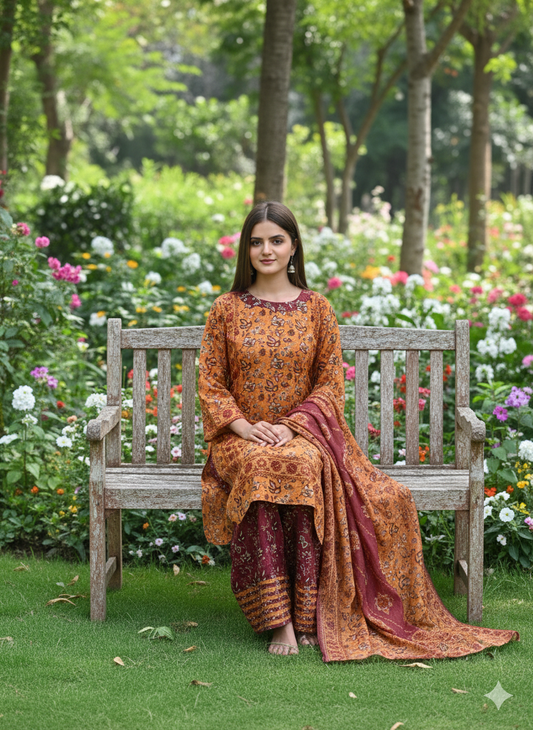 Gulnaaz 3pc Suit With Farshi Shalwar