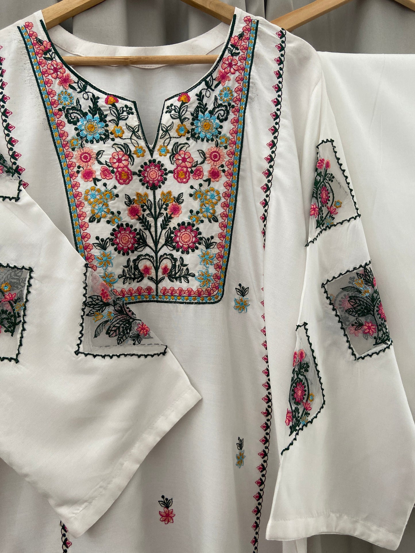 2 pc - WHITE DOVE Embroidered Co Ords