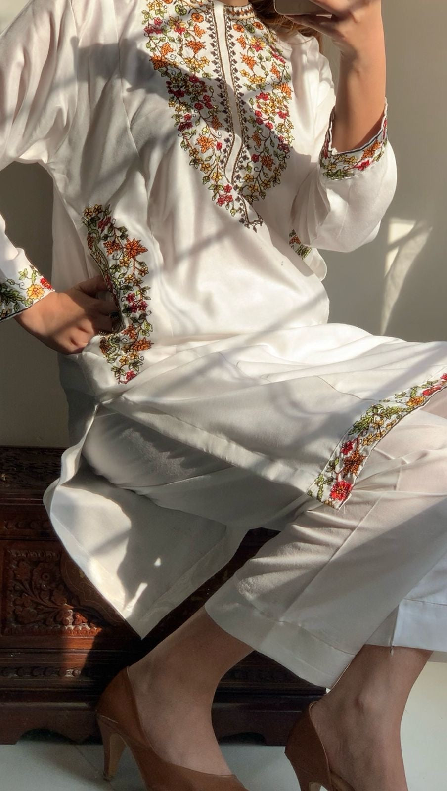 POCKET Sequence Embroidered co ords (Arabic Lawn)