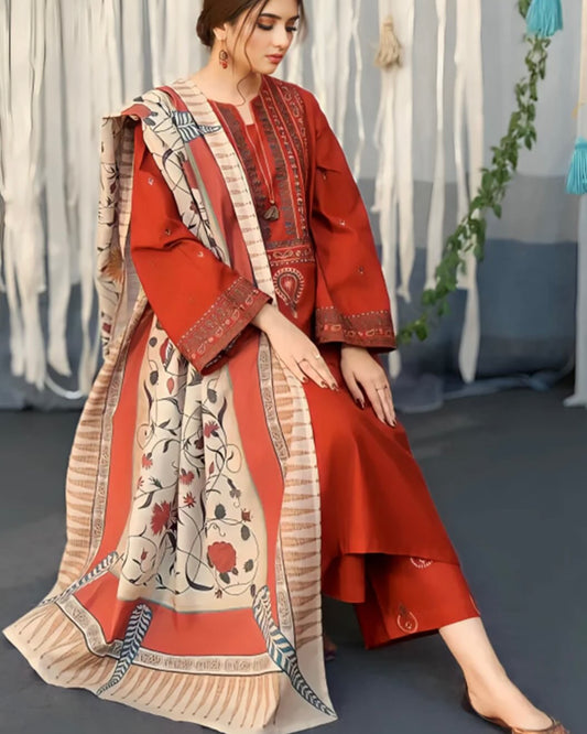 #3pc Ayat Embroidered with Digital Dupatta