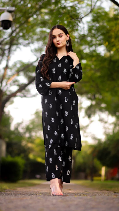 Saleha 2pc Block Printed