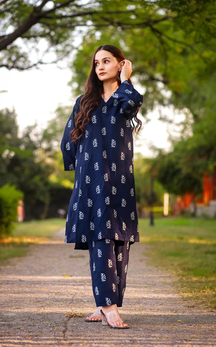 Saleha 2pc Block Printed