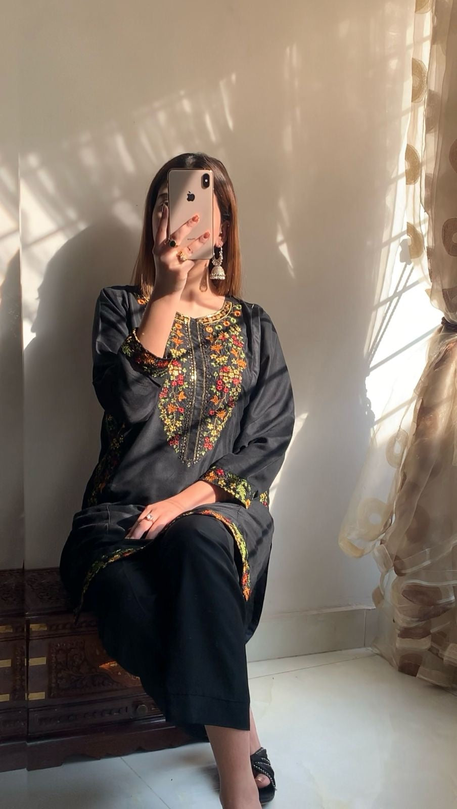 POCKET Sequence Embroidered co ords (Arabic Lawn)