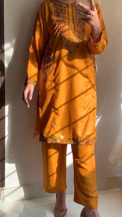 POCKET Sequence Embroidered co ords (Arabic Lawn)