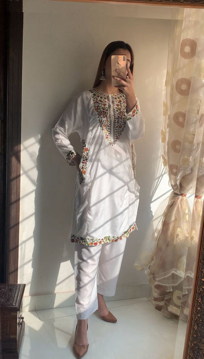 POCKET Sequence Embroidered co ords (Arabic Lawn)