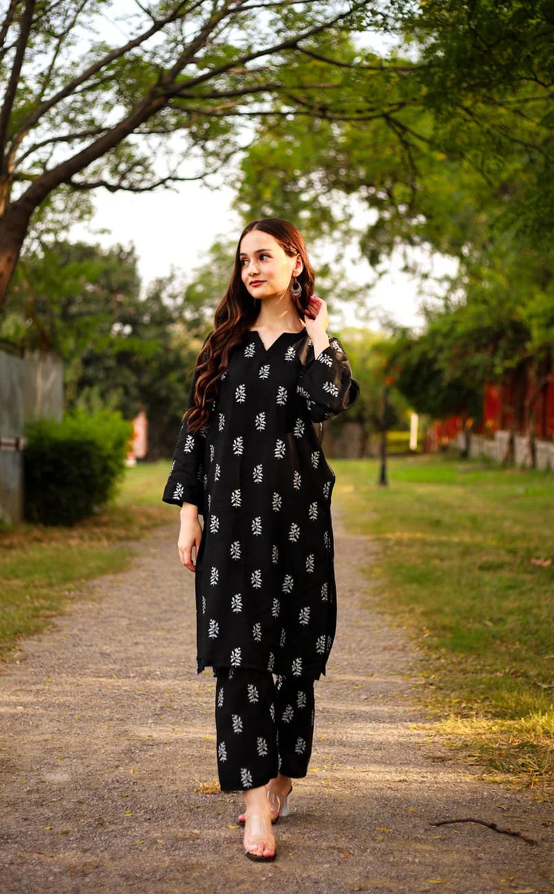 Saleha 2pc Block Printed