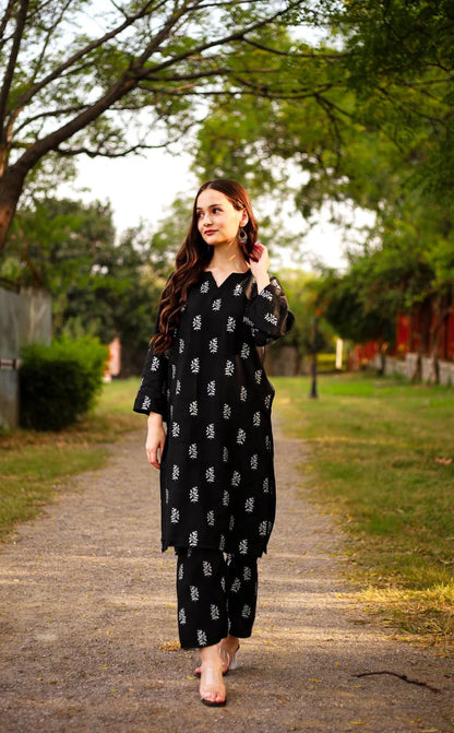 Saleha 2pc Block Printed
