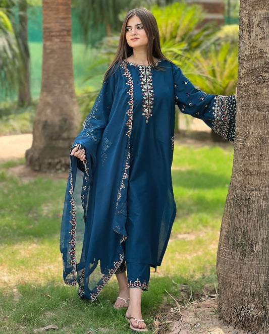 # 3 pc MASHAL - Embroidered Co Ords with dupatta