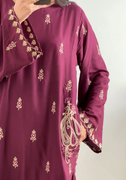 2 pc NAAZ - Embroidered Co Ords (Arabic Lawn-Linen)