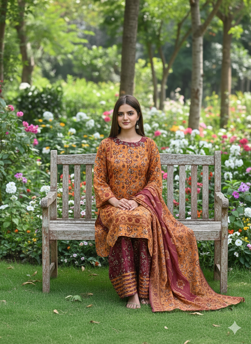 Gulnaaz 3pc Suit With Farshi Shalwar