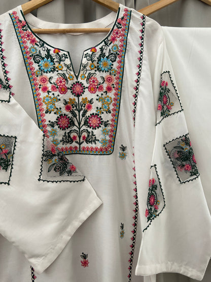 2 pc - WHITE DOVE Embroidered Co Ords