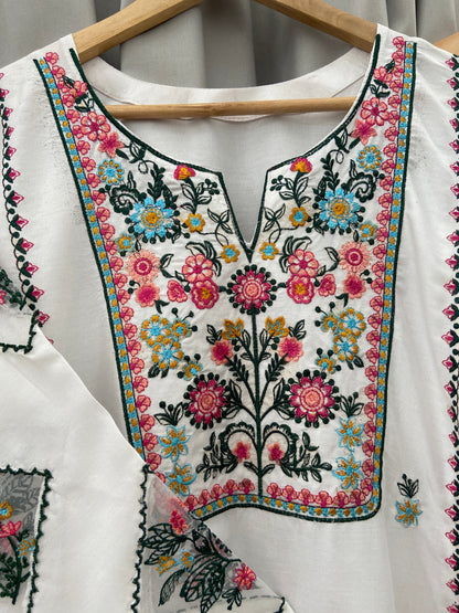 2 pc - WHITE DOVE Embroidered Co Ords