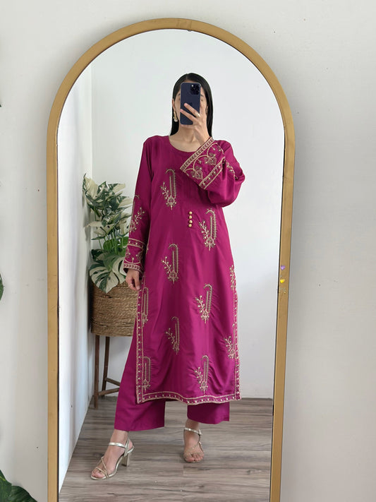 2 pc AMBER - Embroidered Co Ords