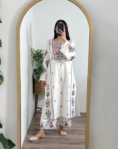 2 pc - WHITE DOVE Embroidered Co Ords