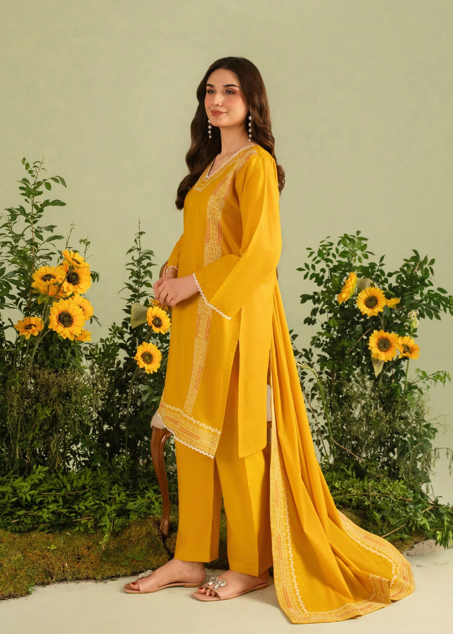 LIME Embroidered 3 pc