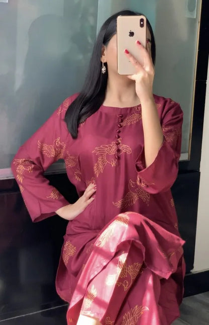 Sparrow Printed Co Ords (2 pc Stitched)