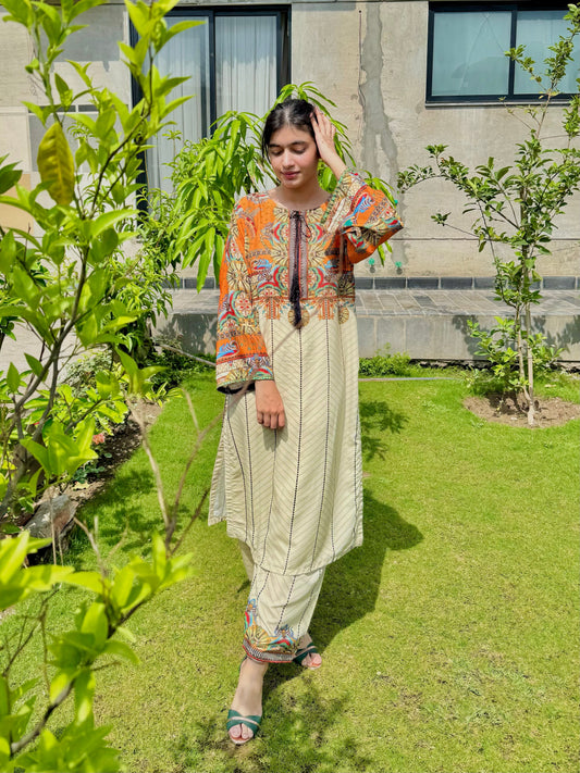 HIRA Poly Lawn digital print Co Ords