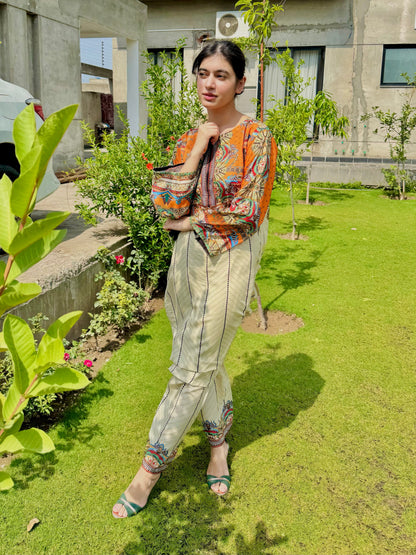 HIRA Poly Lawn digital print Co Ords