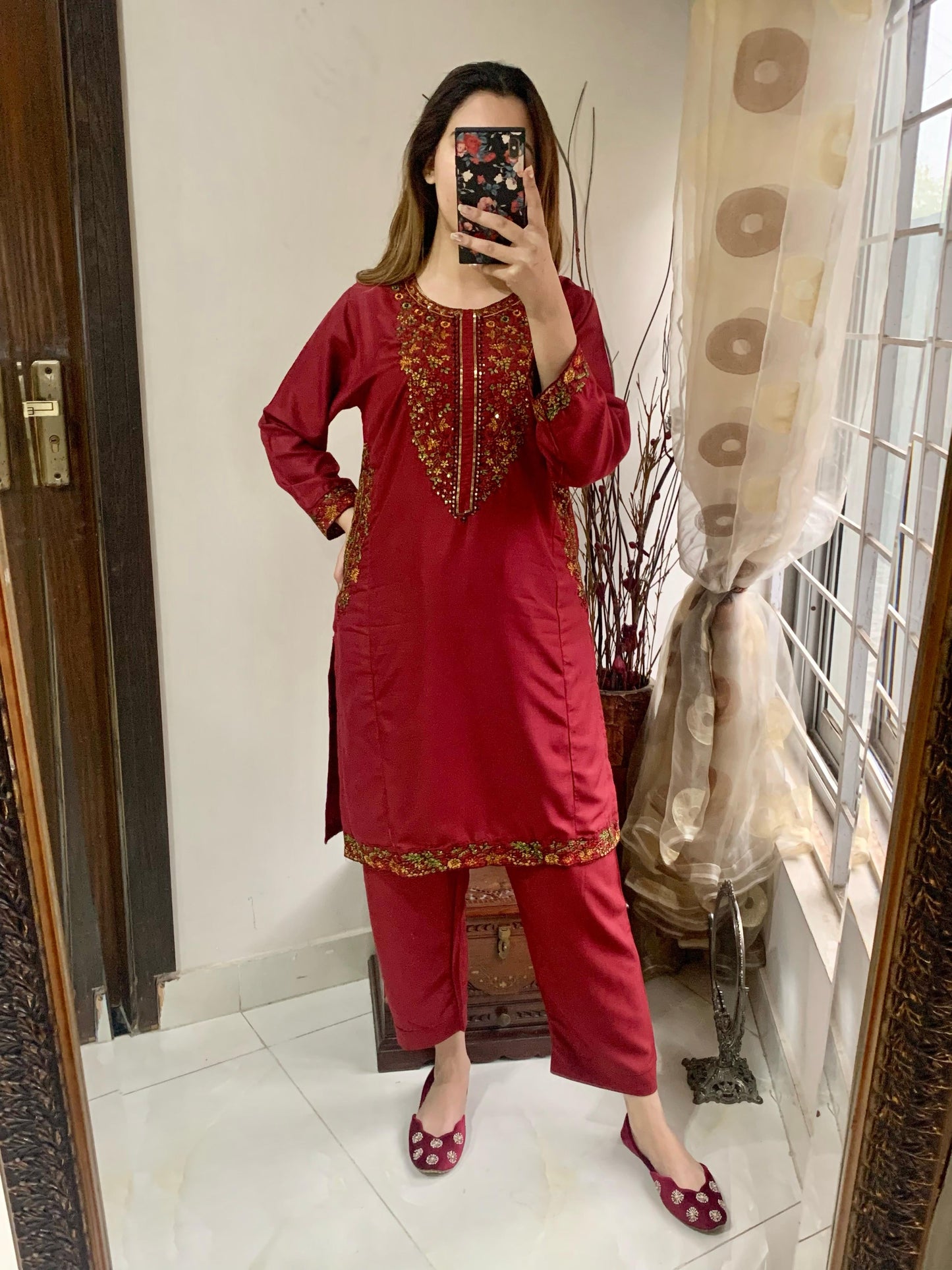 POCKET Sequence Embroidered co ords (Arabic Lawn)