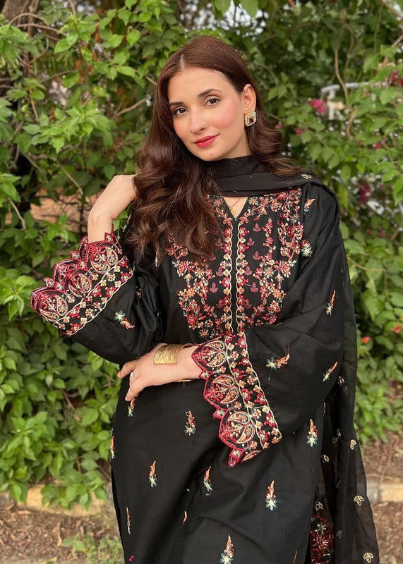 Parsa Embroidered - 3 Pieces - Black