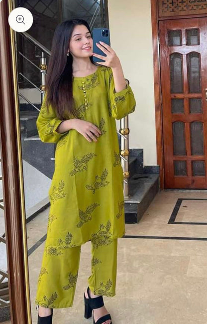 Sparrow Printed Co Ords (2 pc Stitched)