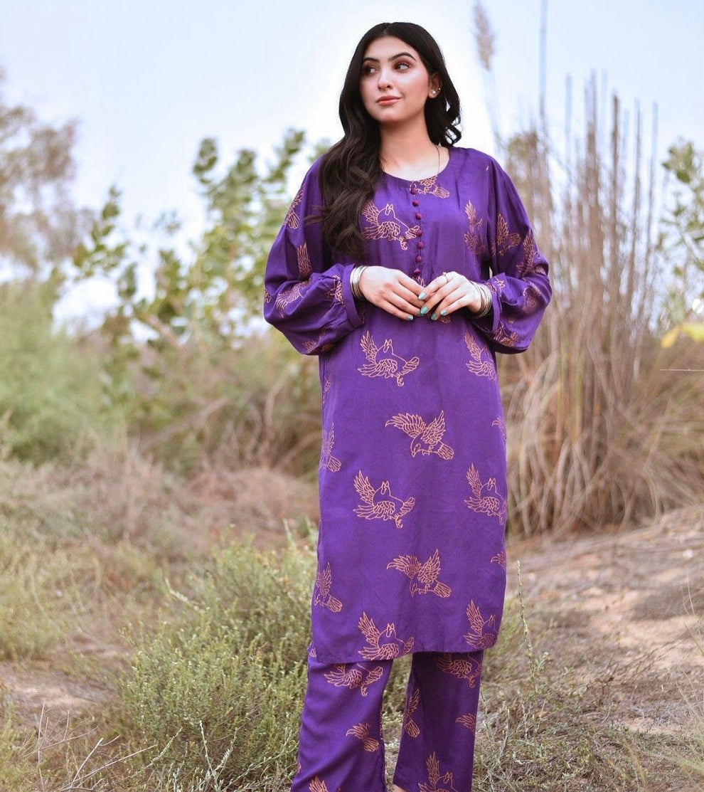 Sparrow Printed Co Ords (2 pc Stitched)