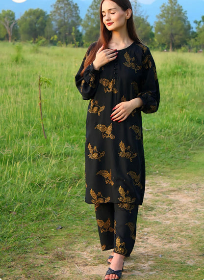 Sparrow Printed Co Ords (2 pc Stitched)