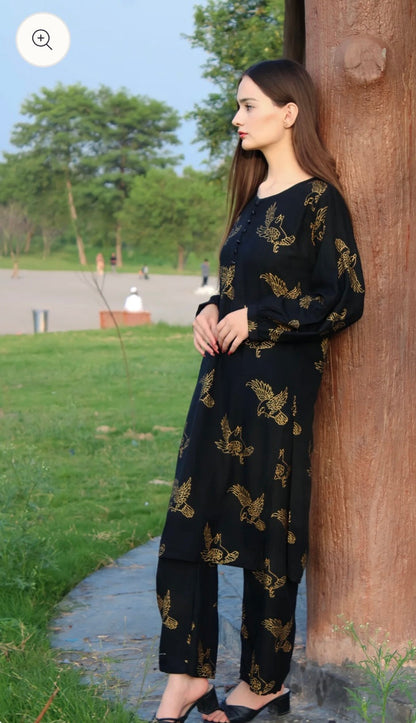 Sparrow Printed Co Ords (2 pc Stitched)